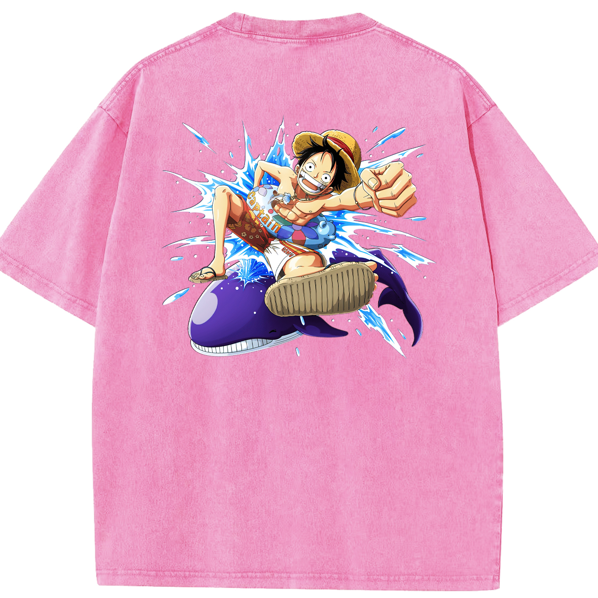 ワンピース モンキー・D・ルフィ ONE PIECE Monkey D. Luffy 綿100% ヴィンテージ風 半袖Tシャツ（背面プリント）